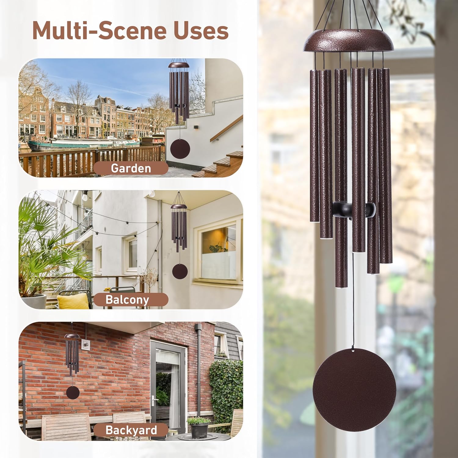 Wind Chimes for Outside - Deep Tone Soothing Melodic Tones, Outdoor Wind Chimes for Garden, Patio Decor, Memorial Sympathy Gift for Loss of Loved One （32''Bronze） - Image 3