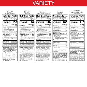 Cheez-It, Pringles, Salty Snacks, Party Size, Variety Pack, 26.58oz Box (30 Packs)