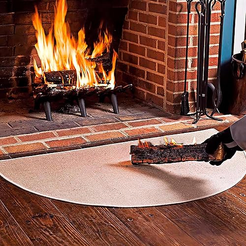 Miniatura 2 de Alfombra de fibra de vidrio ignífugo, media redonda, para chimenea, tapete de poliéster, antideslizante, de perfil bajo, protege los suelos de