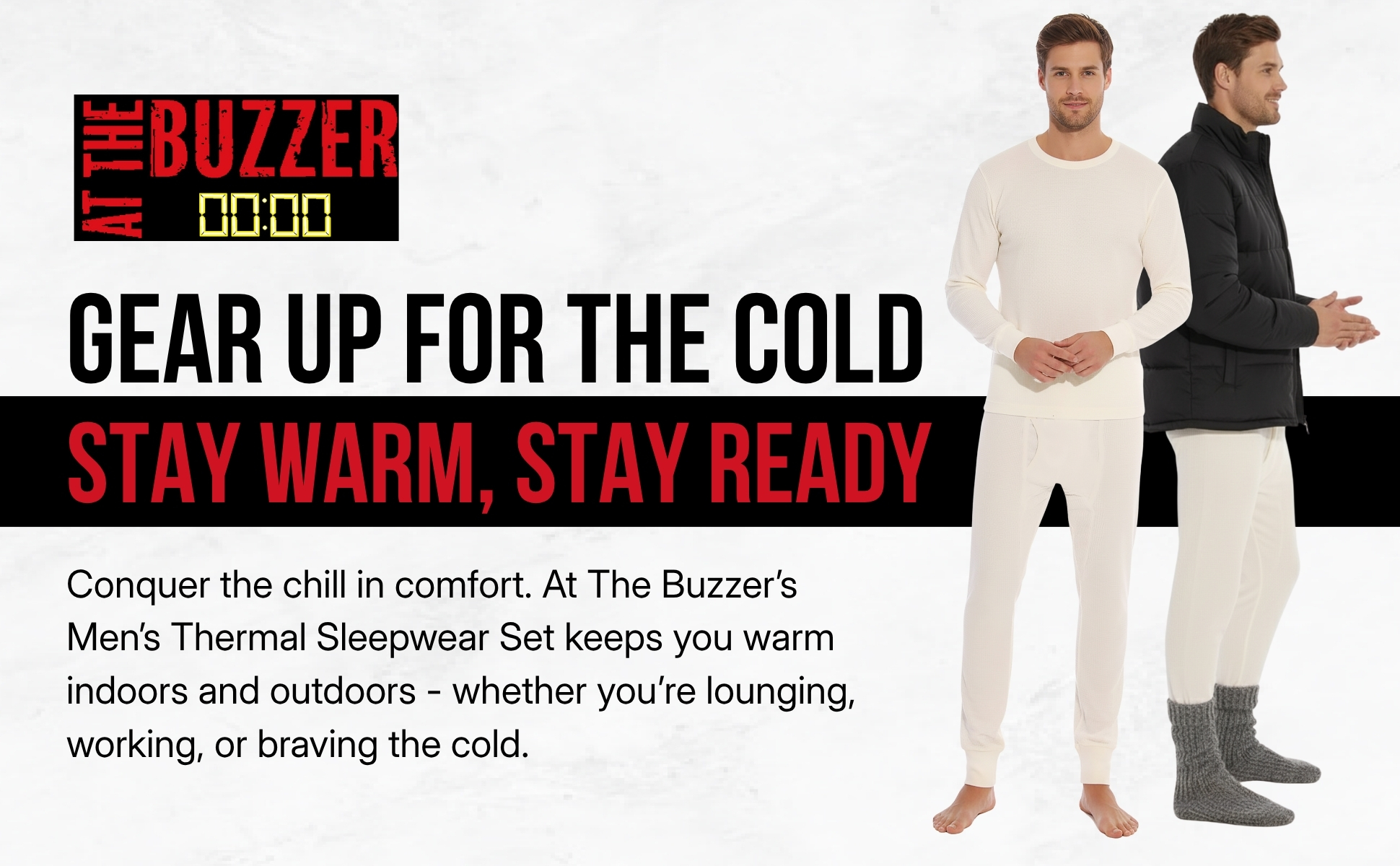 At The Buzzer Thermal Underwear Set for Men 95962-Black-S at