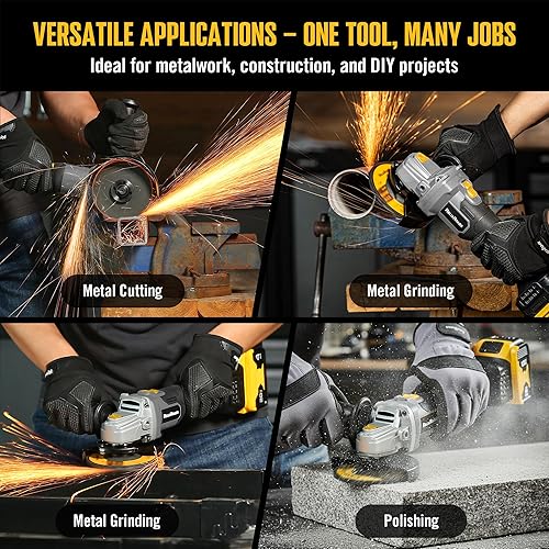 Miniatura 5 de Amoladora angular inalámbrica sin escobillas de 20 V, amoladora de 4-12 pulgadas compatible con batería Dewalt de 20 V MAX (batería no incluida),