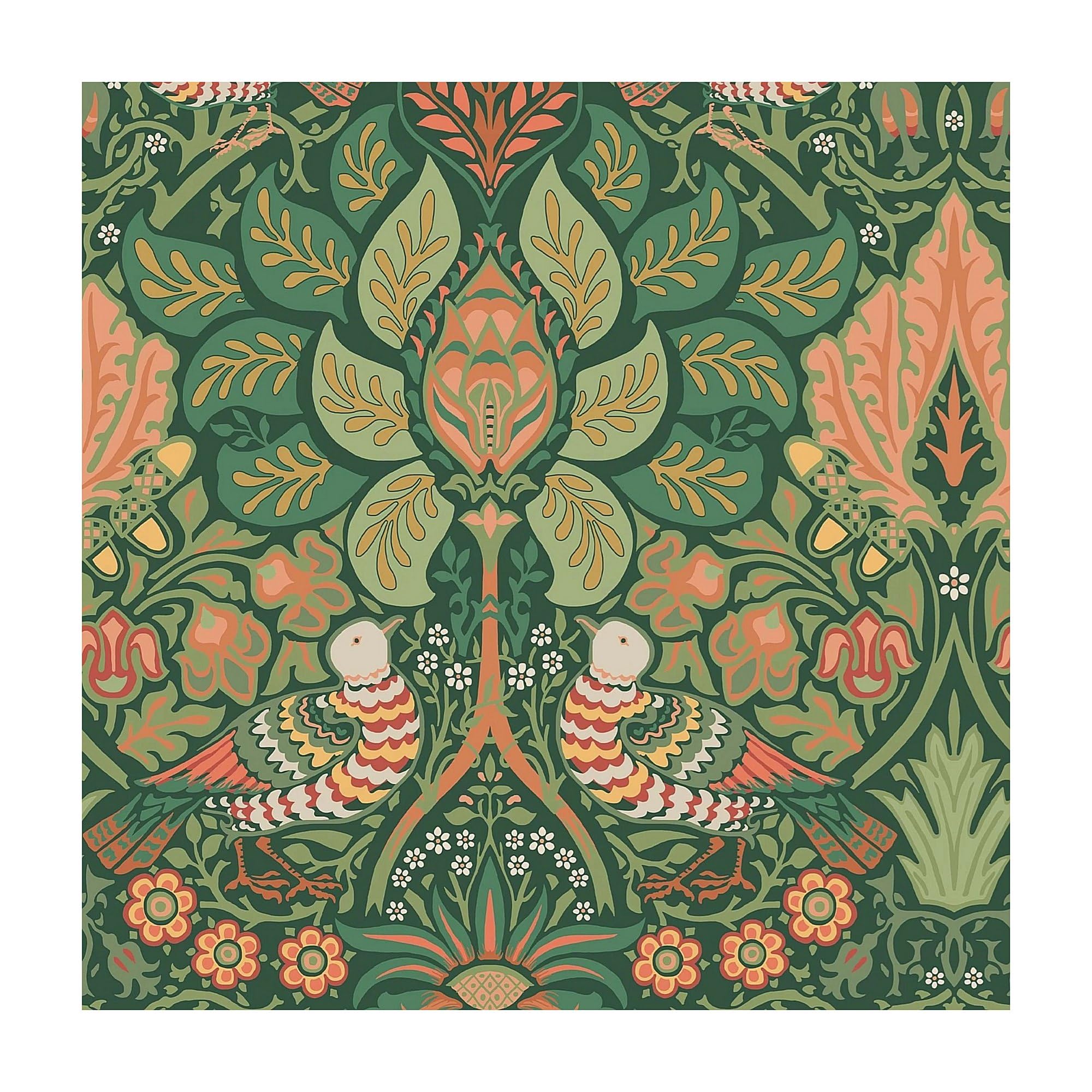 William Morris At Home Green Dove & Rose Woodland Wallpaper | Paste The Wall | Animals | Eco-Friendly