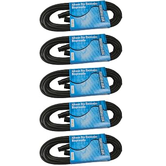 110 ohm 3 Pin DMX Lighting Cable 25 ft, 5 Cable Pack