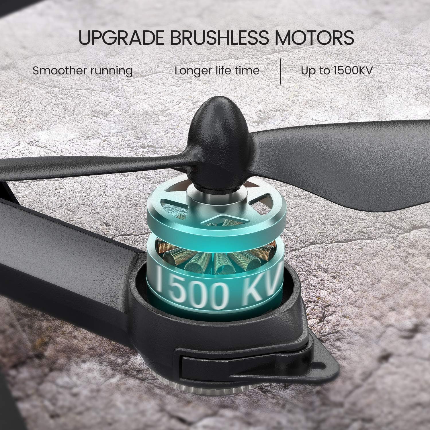 Close-up of a Potensic D85 drone propeller and brushless motor