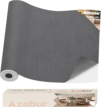 Azobur Couch Patches, Extra-Large Durable Fabric Tape, Ideal for Automotive Upholstery Repair, Waterproof, Self-Adhesive, Quickly Fix Sofas, Car Interiors, and Other Fabric Items Gray