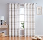 Randall Modern Geometric Curtain Panels Pair Soft Touch Light Filtering Black semi-Sheer Linen Blend Drapes with Nickel Grommet Top,Rustic Farmhouse Style Drapes for Living Room,63 inch,2 Panels