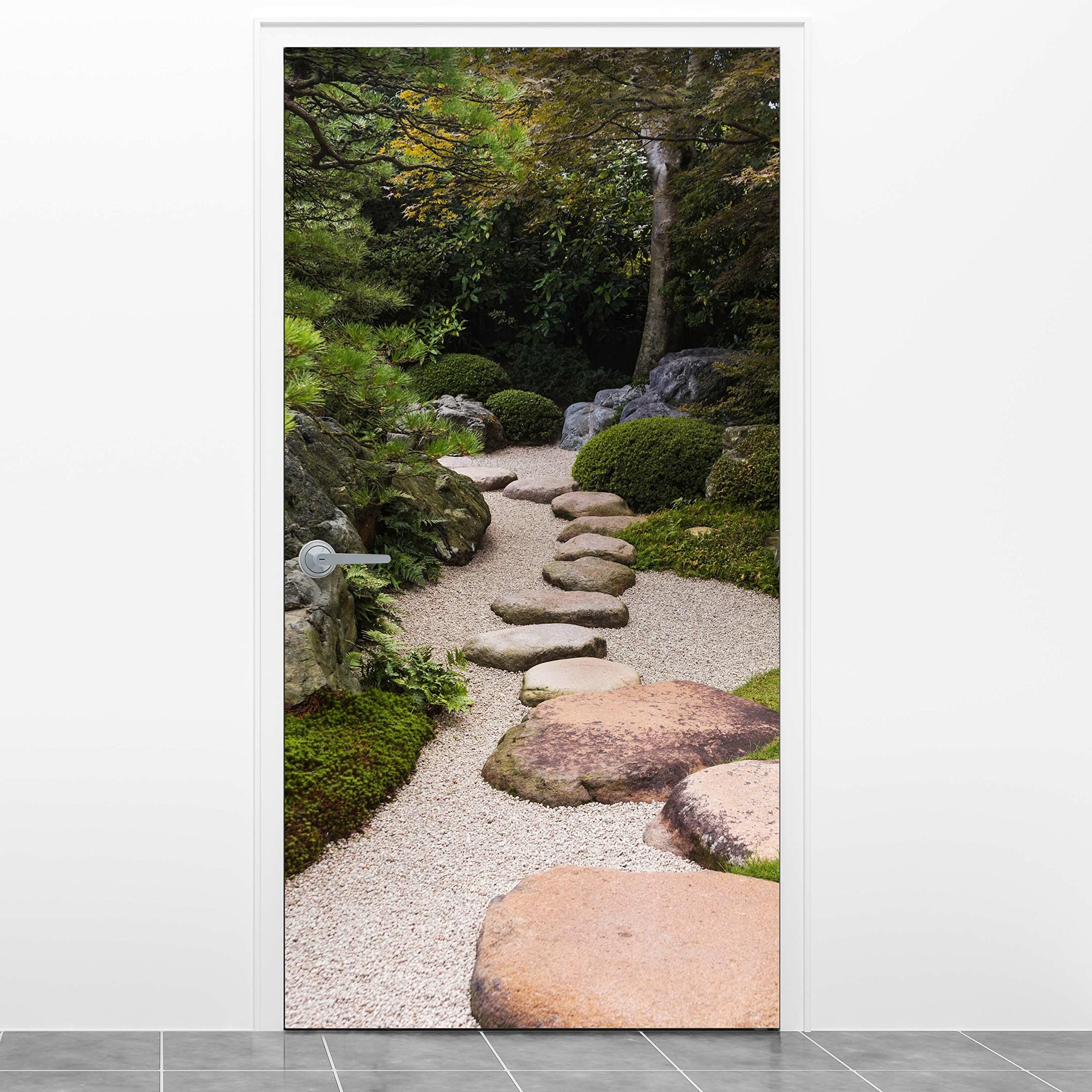 Produktbild von Wandmotiv24 Türtapete Japanischer Zen Garten, Steine, Pflanzen 80 X 200cm (B X H) - Dekorfolie Selbstklebend Sticker Für Türen, Türfolie, Aufkleber, M1390