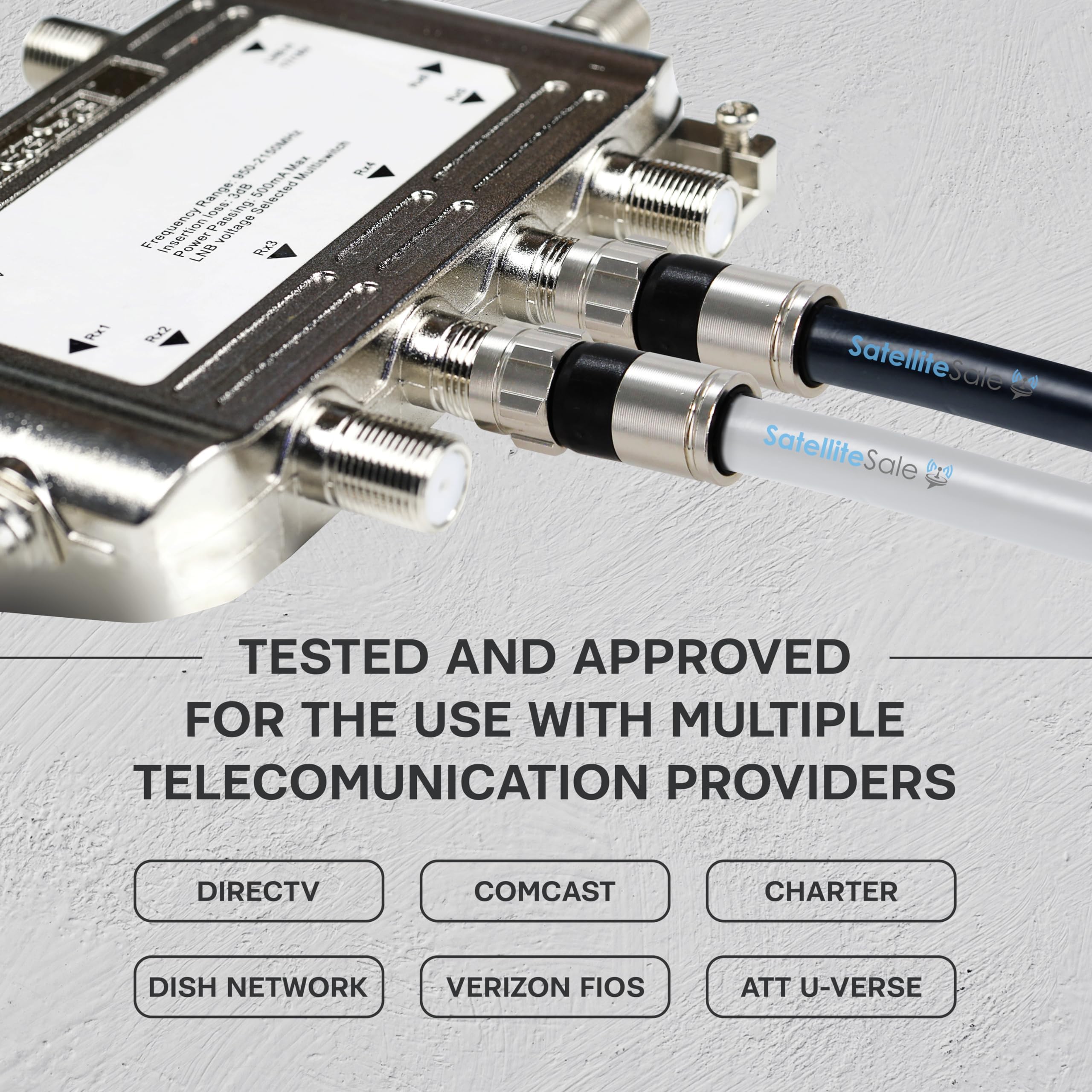 SatelliteSale Digitales 75 Ohm RG-6/U Koaxialkabel mit F-Stecker, für Innen- und Außenbereich, universelles Kabel, Weiß, 61 m