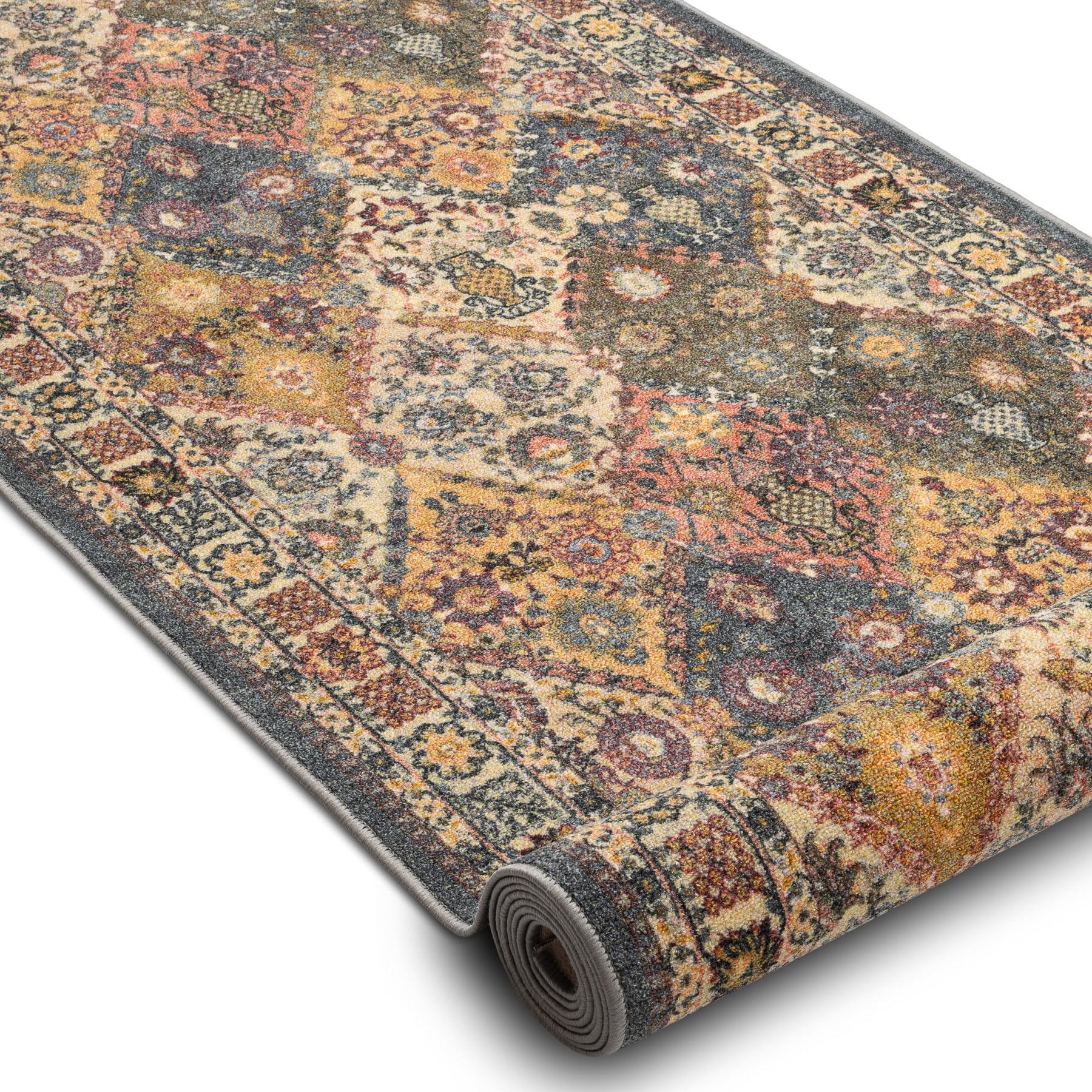 rugsx Alfombra de Pasillo Antideslizante - Diseño Modern Classic - Beige/Gris - Resistente y Fácil de Limpiar para Pasillo, Cocina, Entrada 67x150 cm