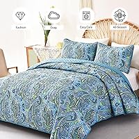 Vista 205 de DJY Juego de edredón de cachemira marrón, tamaño Queen, juego de colcha bohemia de 3 piezas, ropa de cama de microfibra suave y ligera con estampado