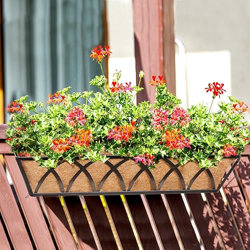 Miniatura 5 de Cubierta de ventana de 24 pulgadas con forro de coco, cajas de ventana de 24 pulgadas, canaleta de caballo con forro de coco para cerca, maceta de
