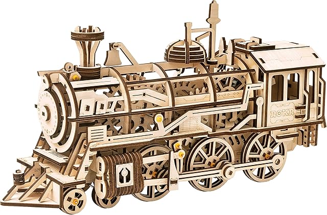 ROKR Car Model kits For Adults to Build,3D Wooden Puzzle Scale Model Vehicle,Locomotive Home Decoration Gift For Teens and Adults(LK701)