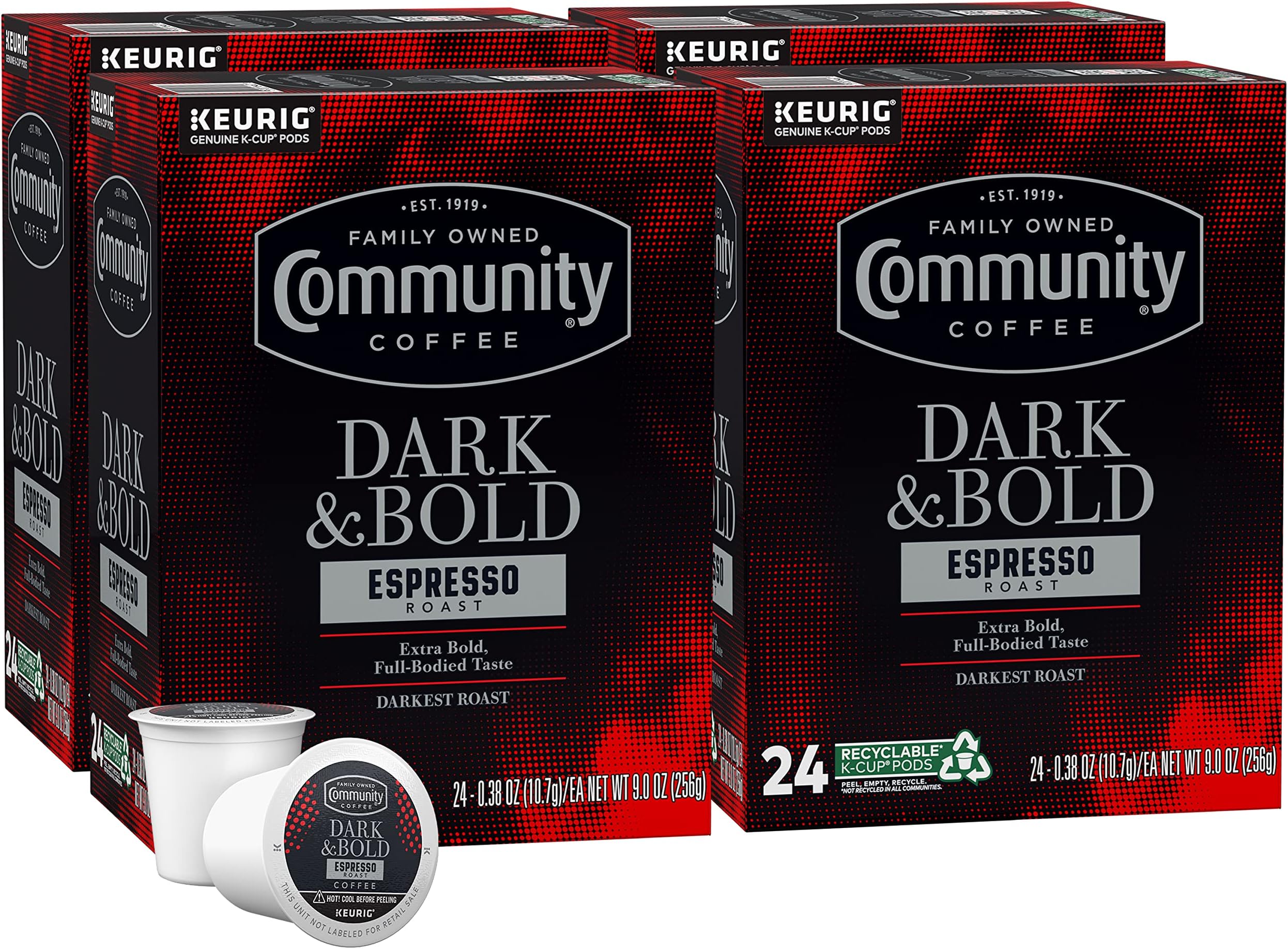 Dark & Bold Espresso Roast 96 Count Coffee Pods, Compatible with Keurig 2.0 K-Cup Brewers, 24 count (Pack of 4)