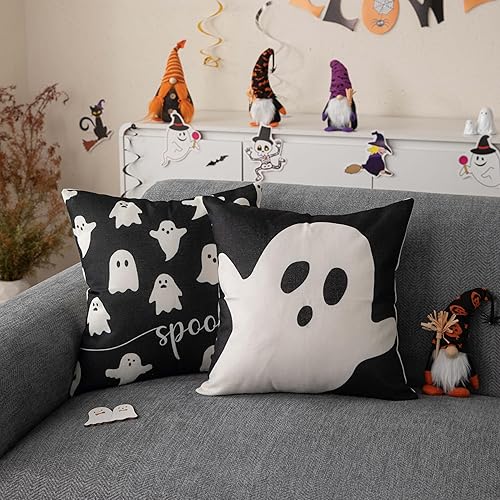 Miniatura 3 de Funda de almohada de Halloween de 18 x 18 pulgadas, fundas de almohada espeluznantes para exteriores, decoraciones de Halloween para decoración del