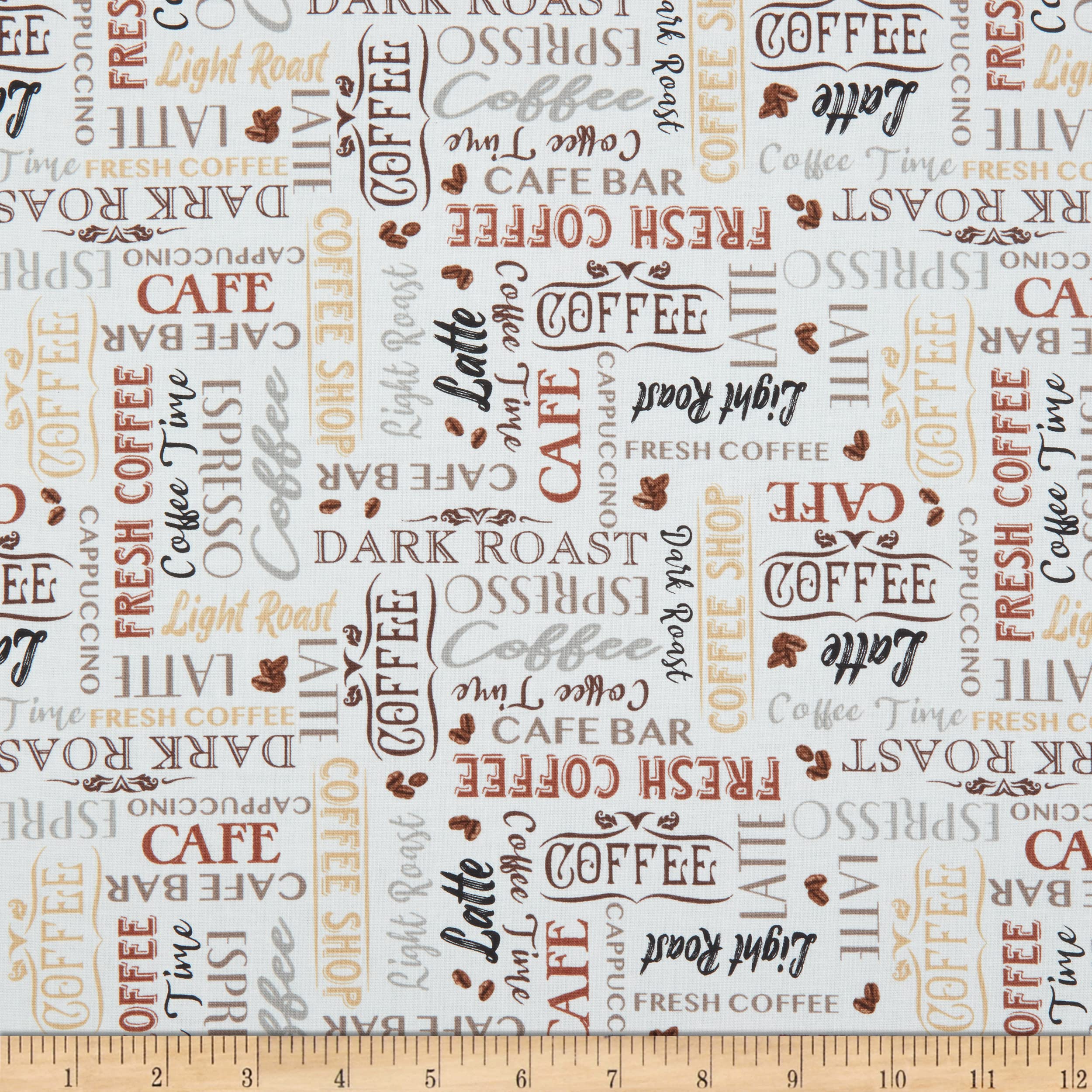Whistler Studios Coffee Connoisseur Writing Cream, Fabric by The Yard