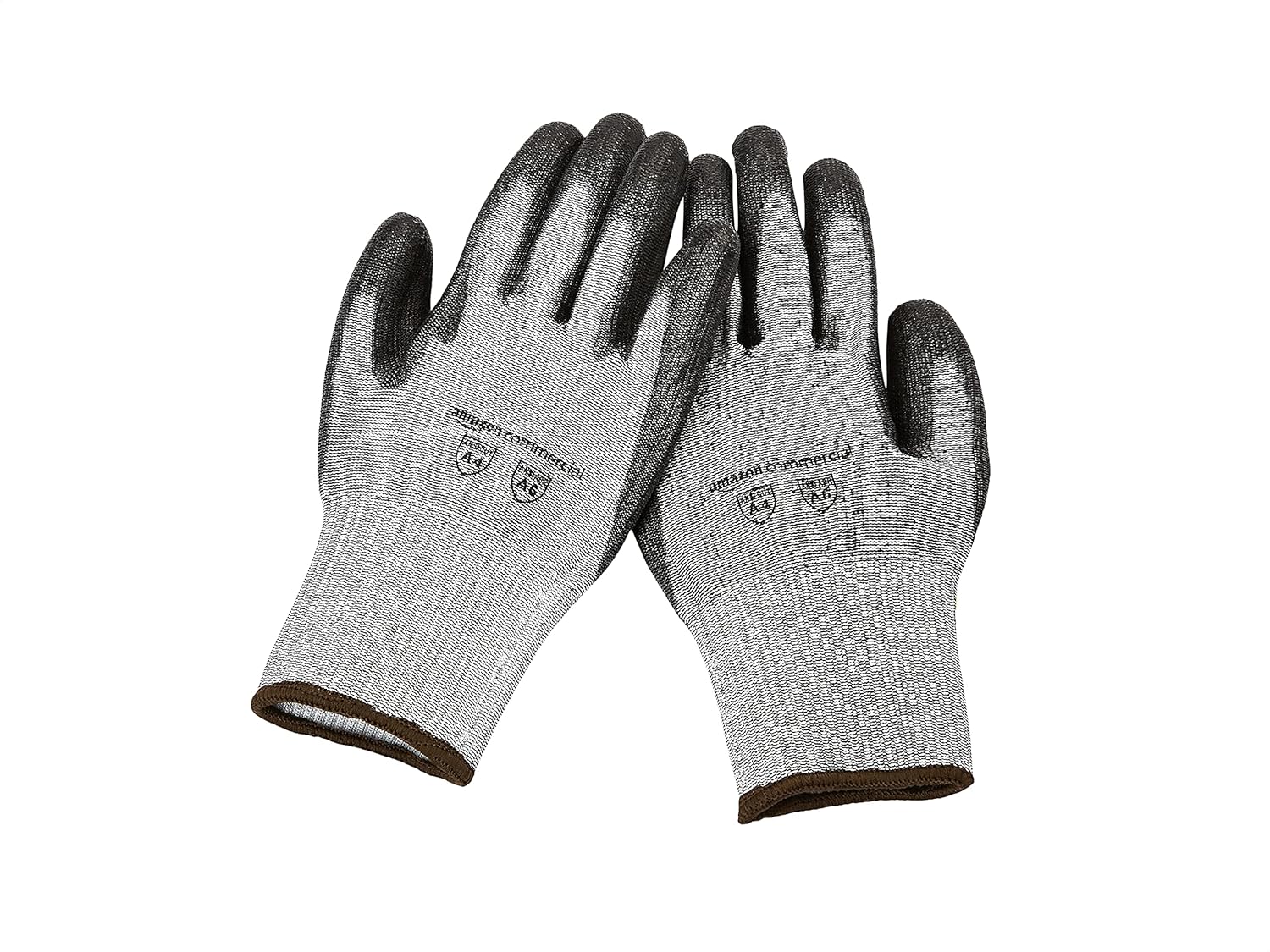 AmazonCommercial 13G Goldsilk & PU Coated Gloves (Salt & Pepper/Black), Size L, 1 Pair