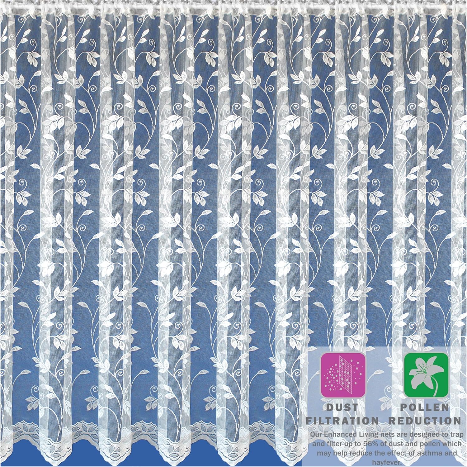 Maple Textiles Meadow Leaves Patterned Design Net Curtain Sold Per Metre Cut to Width for Windows Patio Doors Caravans (63"(160cm) Drop)