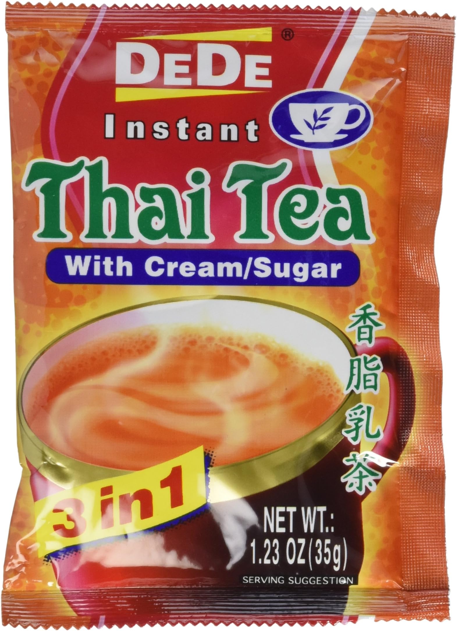 Unknown DEDE Instant Thai Tea Drink with and Sugar 12 Pockets, cream, 14.76 Ounce