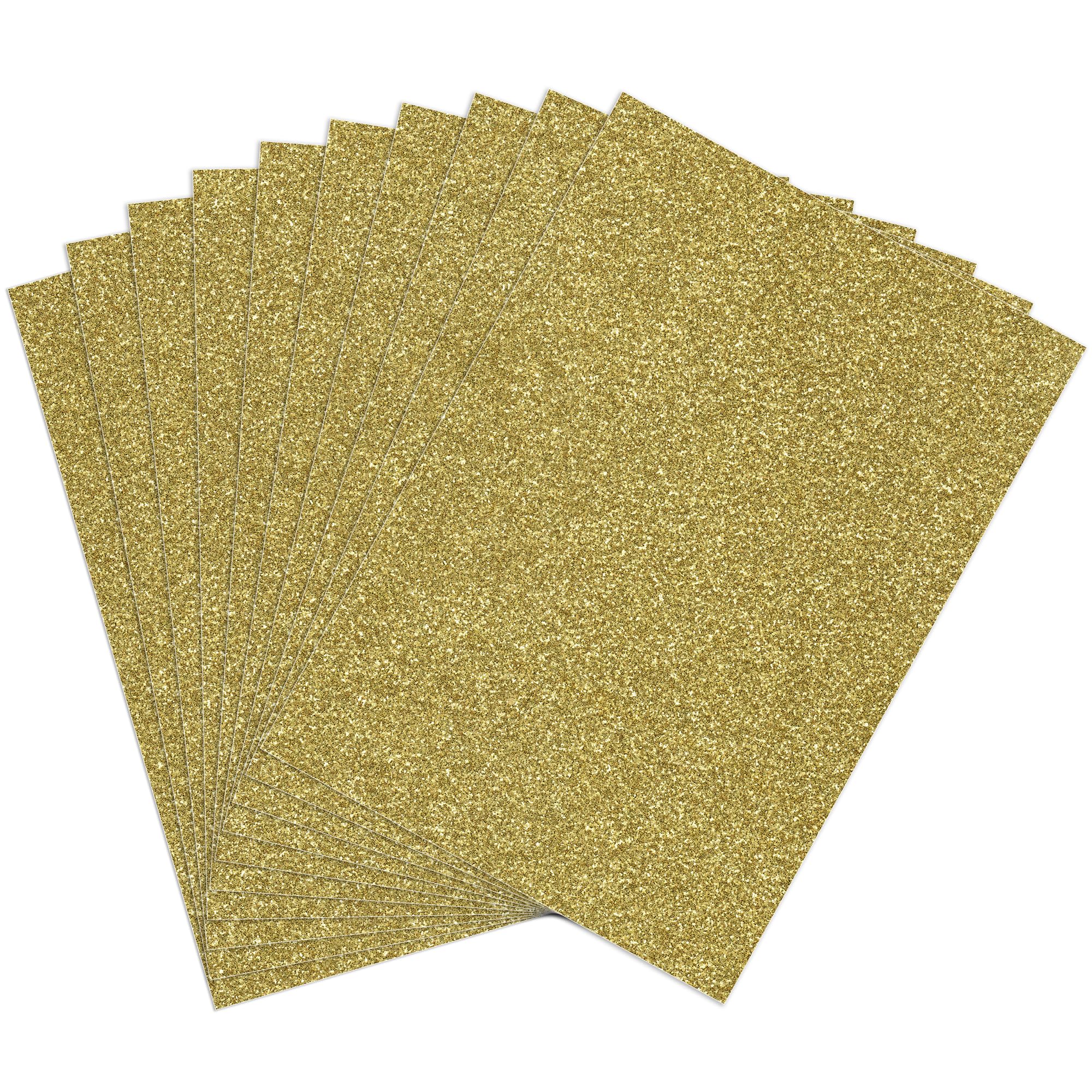 5-Pack A4 Light Gold Glitter Card 350gsm by Blitz Craft, Extra Thick Double Sided Non Shed Glitter Cardstock for Cricut, Cake Toppers, Scrapbooking, Wedding Invitations & DIY Craft Paper Projects
