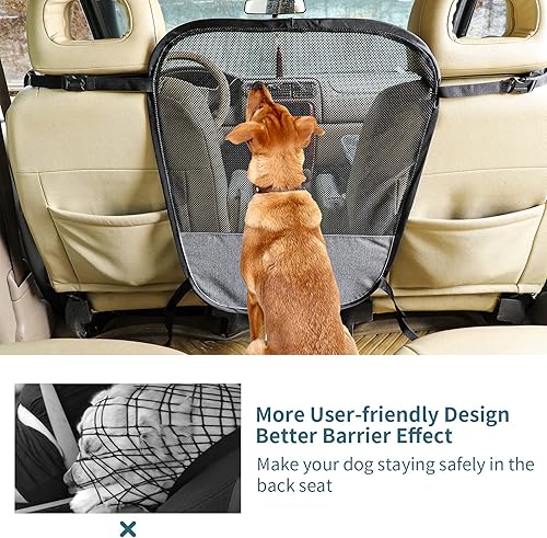 Miniatura 6 de Petsfit Barrera de coche para perro, barrera para mascotas, malla para asiento trasero de perro con cuerda de ajuste y gancho, adecuada para