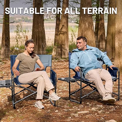 Miniatura 8 de Timber Ridge XXL - Silla de director Silla plegable resistente con mesa auxiliar, capacidad de 500 libras, asiento acolchado extra ancho para