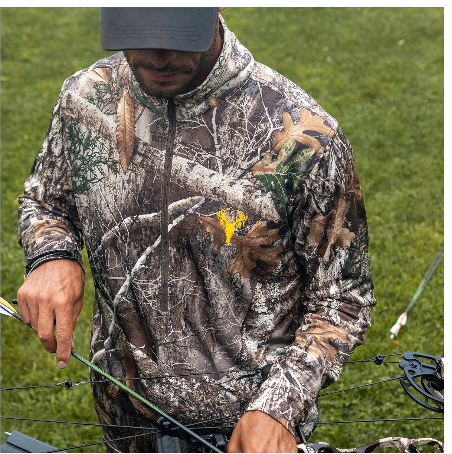 HOT SHOT Men’s Camo Zip Performance Shirt, Midweight Durable Quarter Zip Pullover, Warm Hunting Clothes for Fishing, Camping - Image 4