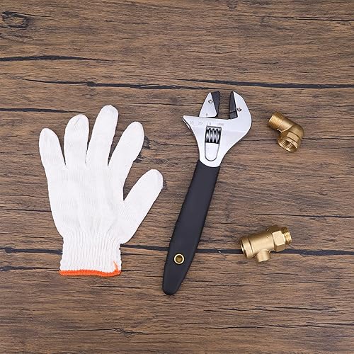 Miniatura 4 de Llave ajustable de trinquete de 10 pulgadas, llave de media luna, pinzas de tubo marcadas con acabado de óxido negro, llave ancha abierta