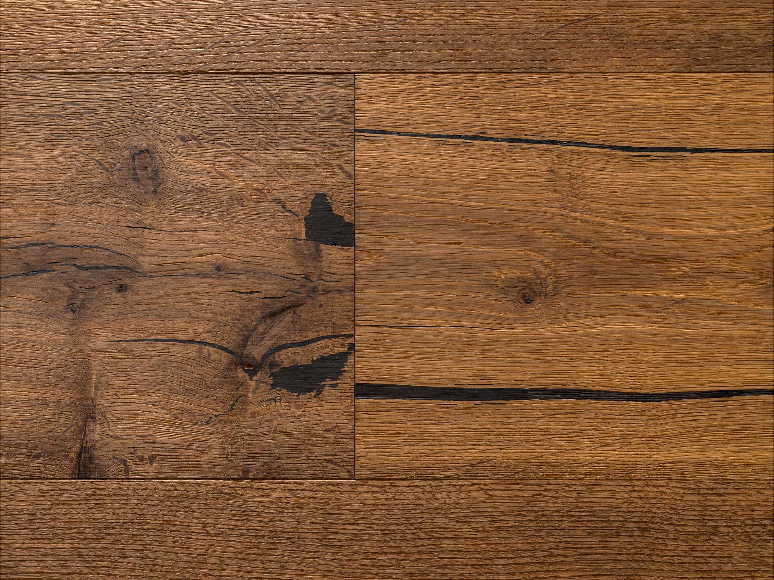 TRECOR Klick - Parquet de roble rústico cepillado, biselado, marrón oscuro aceitado - Sistema de clic Välinge 5G Drop Down - Formato: 1900 x 190 x 14 mm (parquet, 1 m², roble marrón oscuro)