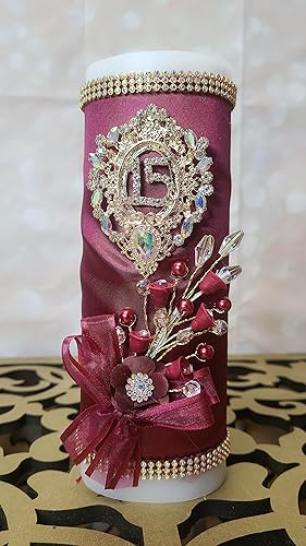 Miniatura 4 de A&C Quinceañeras and More Mis 15 Candle Vela para Quinceanos Single Candle for Quinceanera Cirio para quinceanera (Sage Gold)