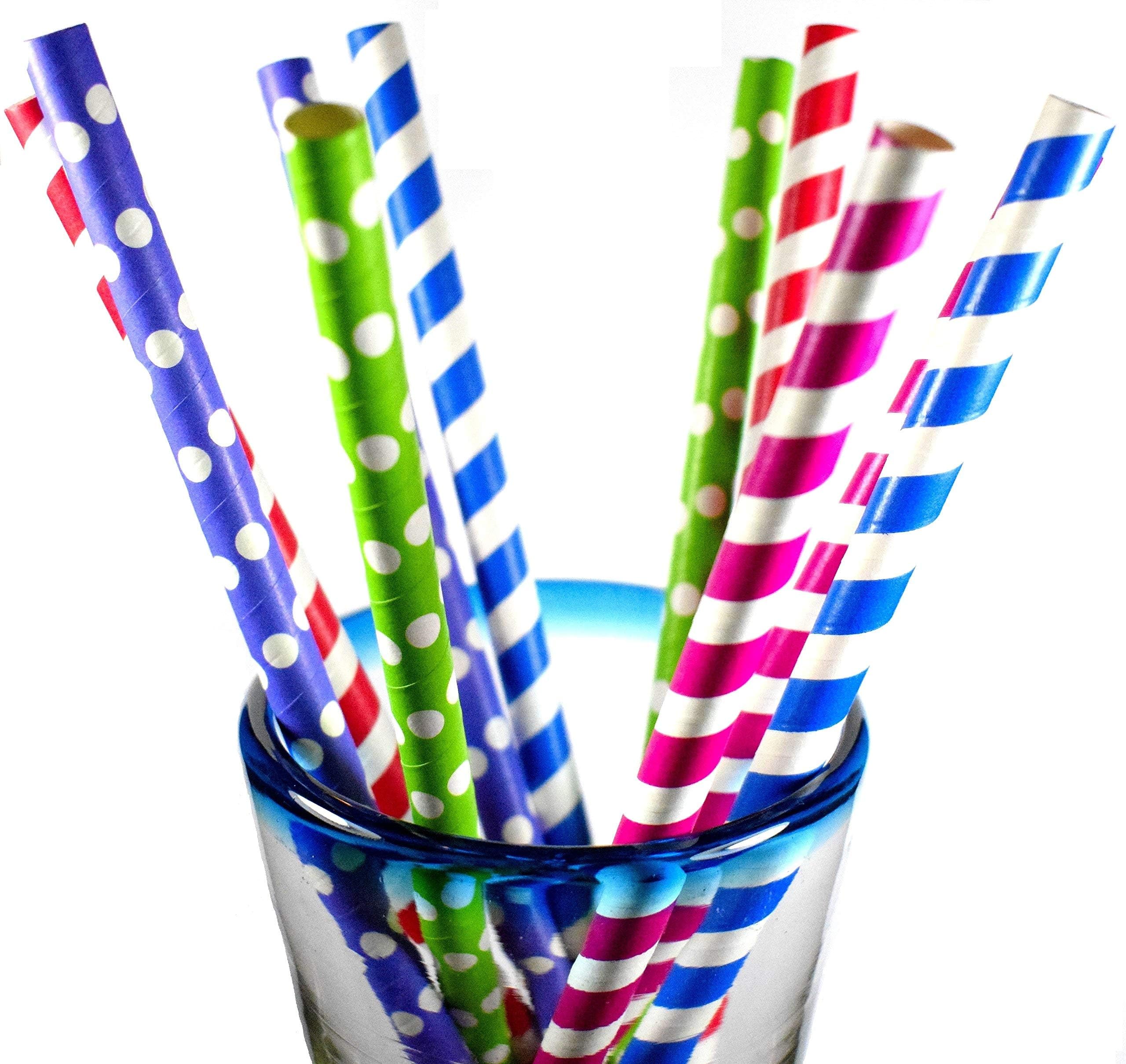 40 SMOOTHIE, BOBA, JUMBO PAPER STRAWS! ASSORTED - SUPER-WIDE 3/8" X 9 7/8"!