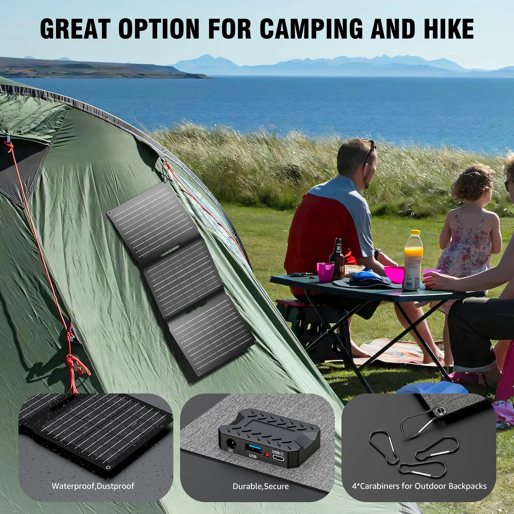Portable Solar Power Bank With AC Outlet 65W 110V External Battery Pack, 23400mAh Portable Laptop Charger With Foldable Solar Panel 30W For Outdoor Smart Device Camping Hiking Trip Off Grid Backup - View #11