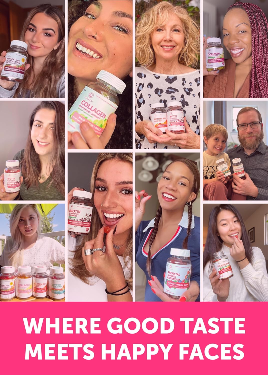 Lunakai Vitamin C and Collagen Gummies Bundle - 300mg Organic, Non-GMO, Vegan VIT C Chewable Gummy - Anti Aging Supplements for Men & Women - 30 Days Supply