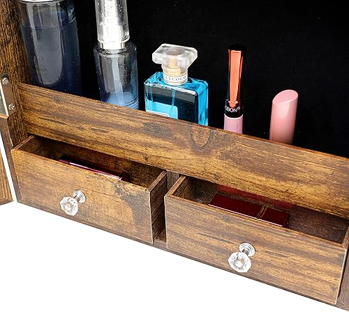 Miniatura 8 de AWQM Armario de joyería con espejo de 6 LED organizador de armario de joyería con espejo de longitud completa montado en la paredpuerta organizador