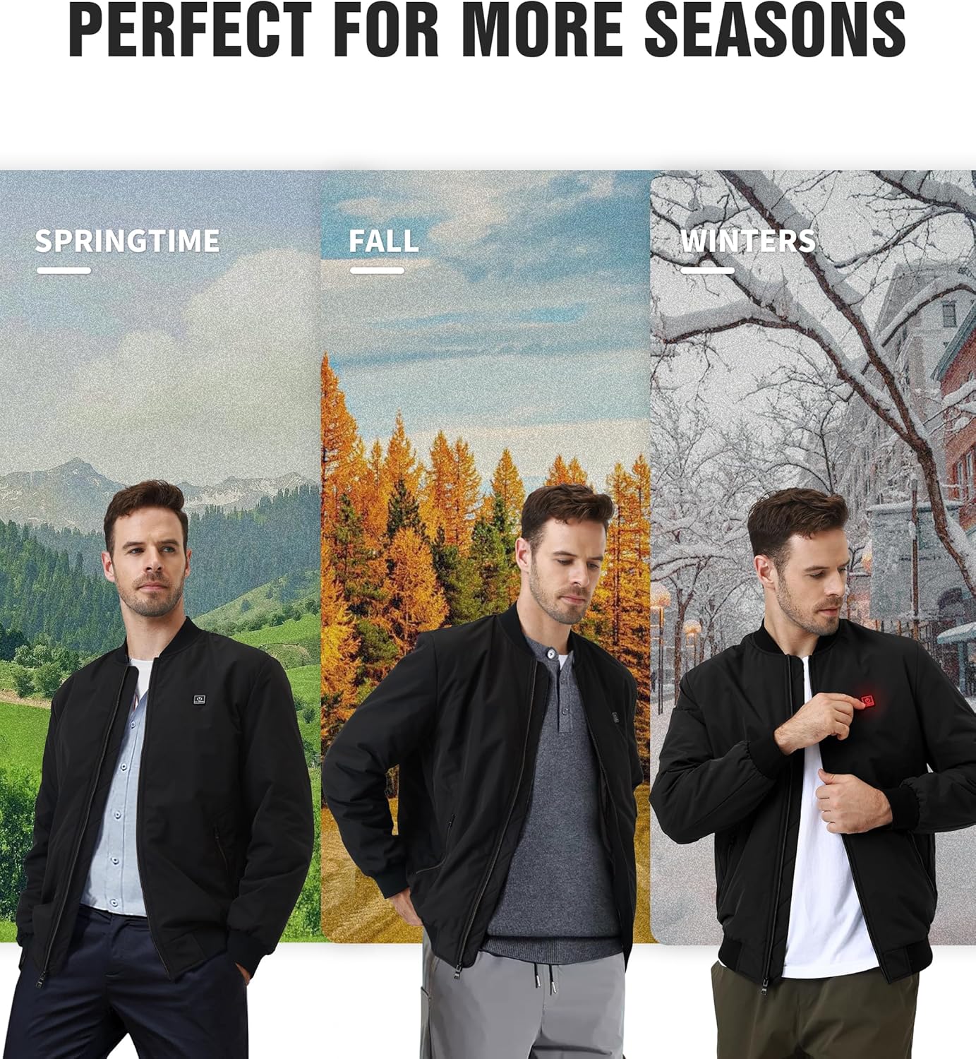 Men’s Heated Jacket with 12V Battery, Windproof Bomber Jackets Winter Warm Casual Heating Coat with 5 Heating Areas - Image 6