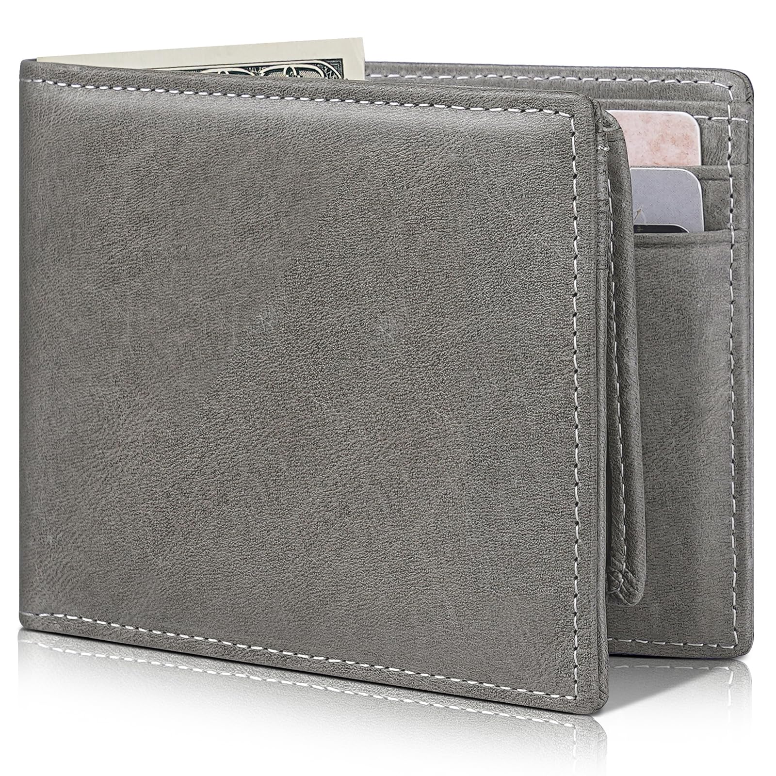 Artpaxy Mens Wallet Bifold Genuine Leather RFID Blocking Wallet for Men with 2 ID Windows 12 Card Holders 2 cash pockets 1 Gift Box