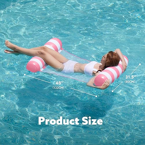 Miniatura 7 de SLOOSH 2 Packs Hammock Pool Floats Adults, 4-in-1 Multi-Purpose Inflatable Pool Floats PVC Water Hammock Lounge Floaties