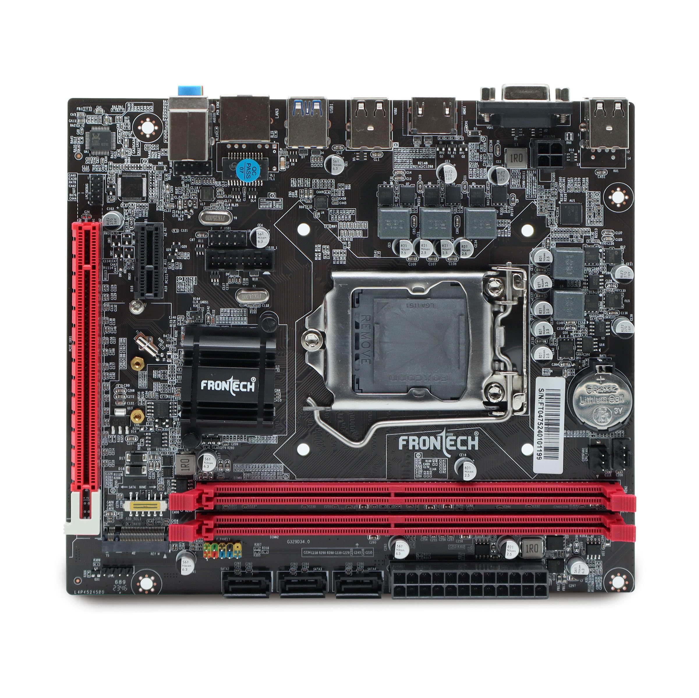 FRONTECH H110 Chipset Motherboard with 2xDDR4 RAM Slots LGA1151 Supports 6/7/8th (SKYlake), 14nm CPUs Processors | 2xUSB 3.0, 4xUSB 2.0 | 4xSATA Slots | NVME Slots, 1xPCIEX16, 1xHDMI, 1xVGA (FT-0475)