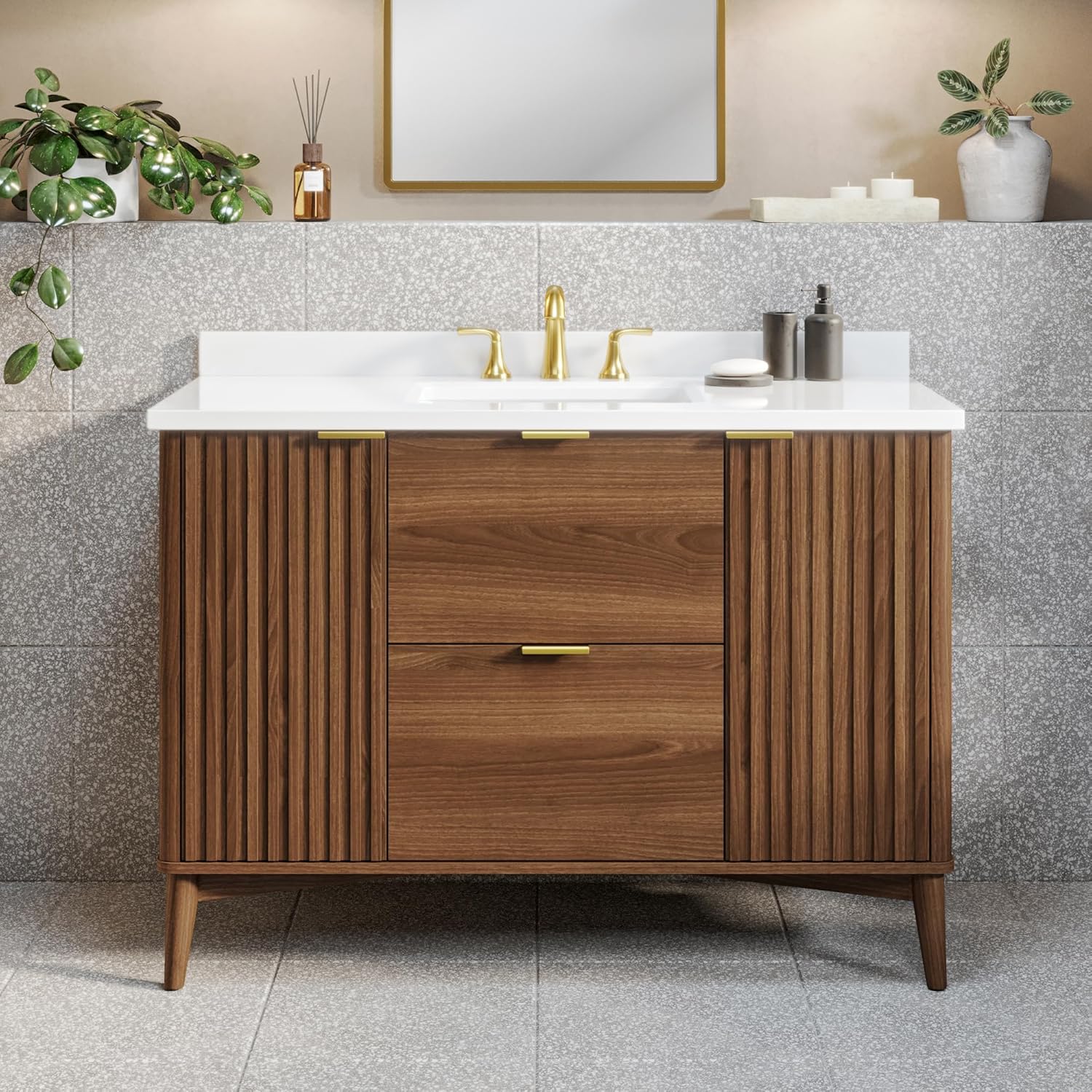 OVE Decors Indy 48-Inch Undermount Bathroom Vanity with Marble Top