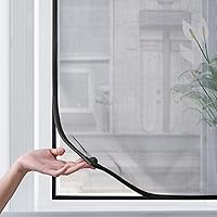 BafloTEX DIY Magnetic Window Screen Replacement - Adjustable 72x48 Inch Black Frame Fiberglass Mesh with Strong Magnets