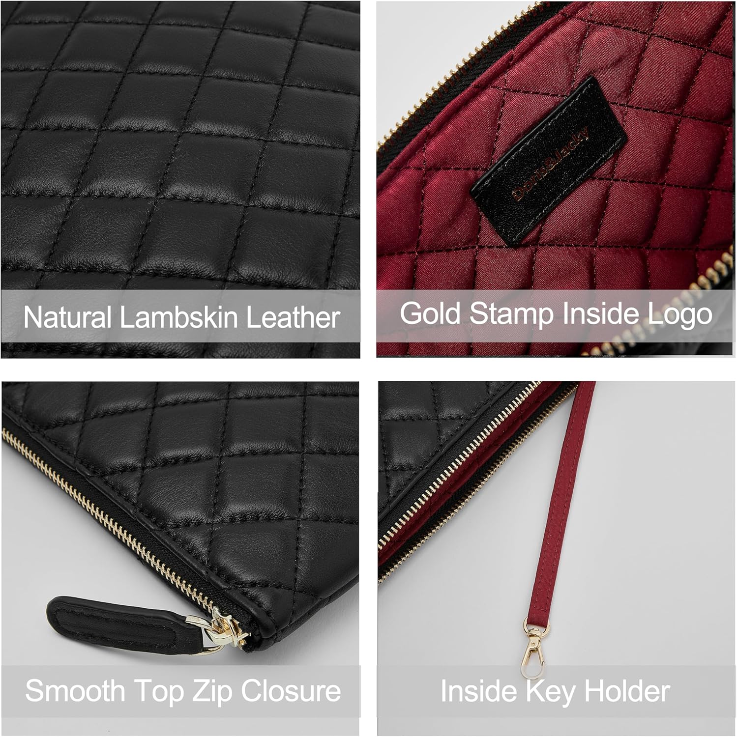 DORIS&JACKY Quilted Envelope Clutch Purse for Women, Large Soft Lambskin Designer Hand- Carry Evening Bag | Large, Leather, Hand-Carry, Quilted, Lambskin - Image 3