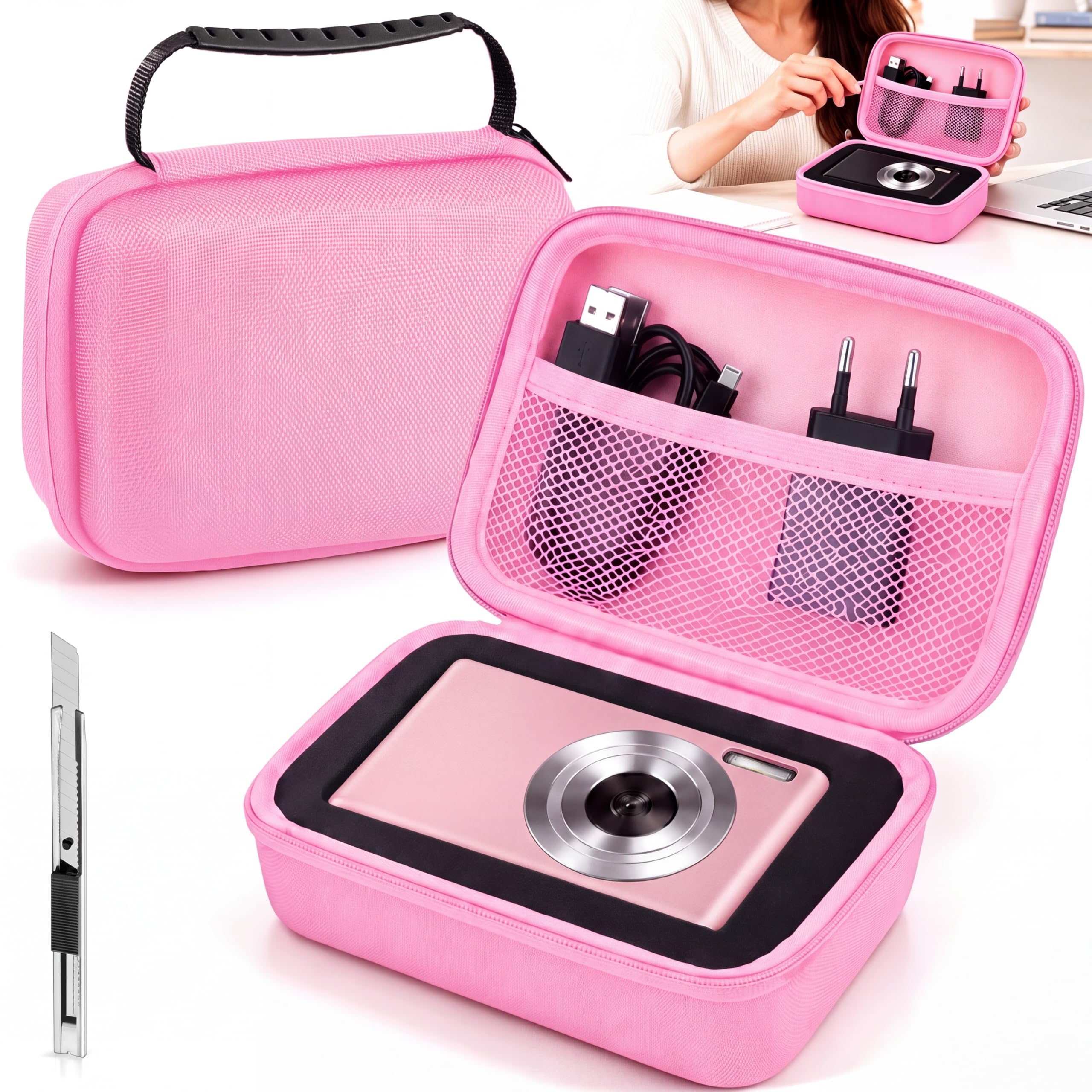 Relaxweex Hard Case with Foam, Pink, 7.1 x 4.7 x 3.1 Inch