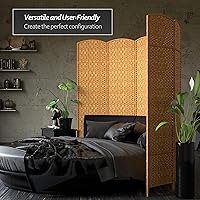 Vista 33 de Red Lantern Divisor de habitación de 4 paneles blanco con tejido de diamante de 7 pies de alto