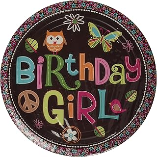 amscan Hippie Chick Birthday Party Lunch Paper Plates Disposable Tableware (8 Pack), 9