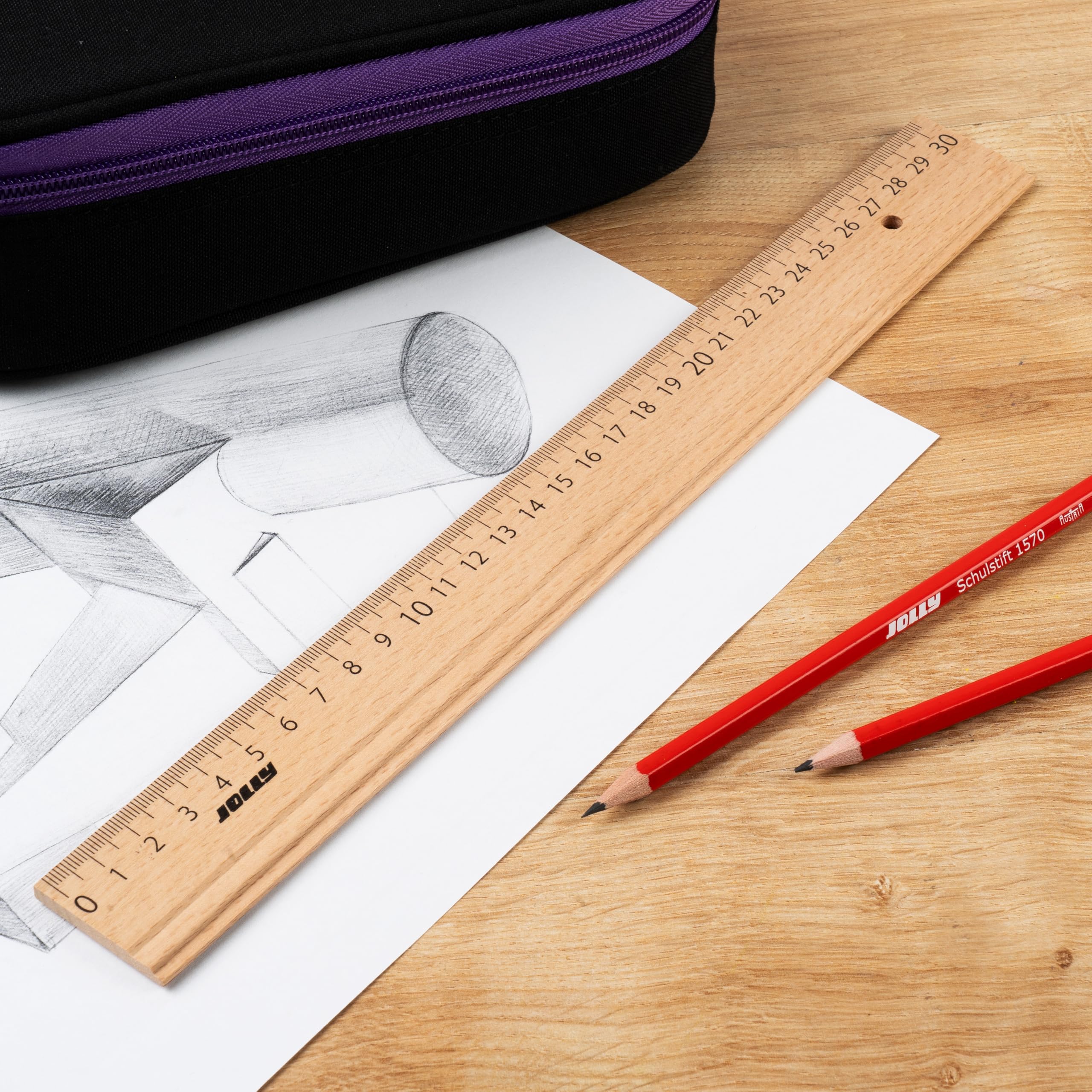 JOLLY Righello universale in legno 30 cm infrangibile per scuola
