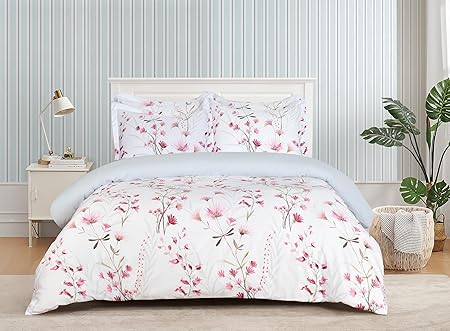 Majestic Giftware Madison Linen 6 Pcs King Size Bedding Set (BL509-K) | Easy Care - Daisy Dreams 300 TC 100% Cotton Sateen | 1 Fitted Sheet, 1 Duvet, 4 Pillowcases - Ritz Collection