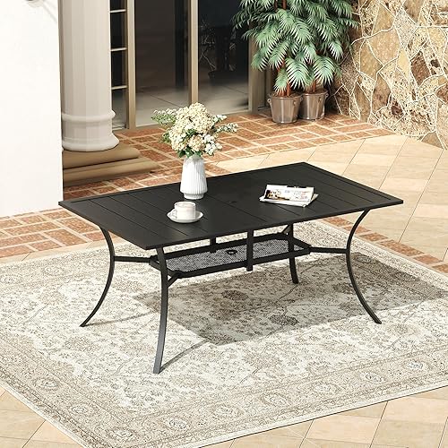 VICLLAX Rectangle Patio Dining Table for 6 Person, Outdoor Metal