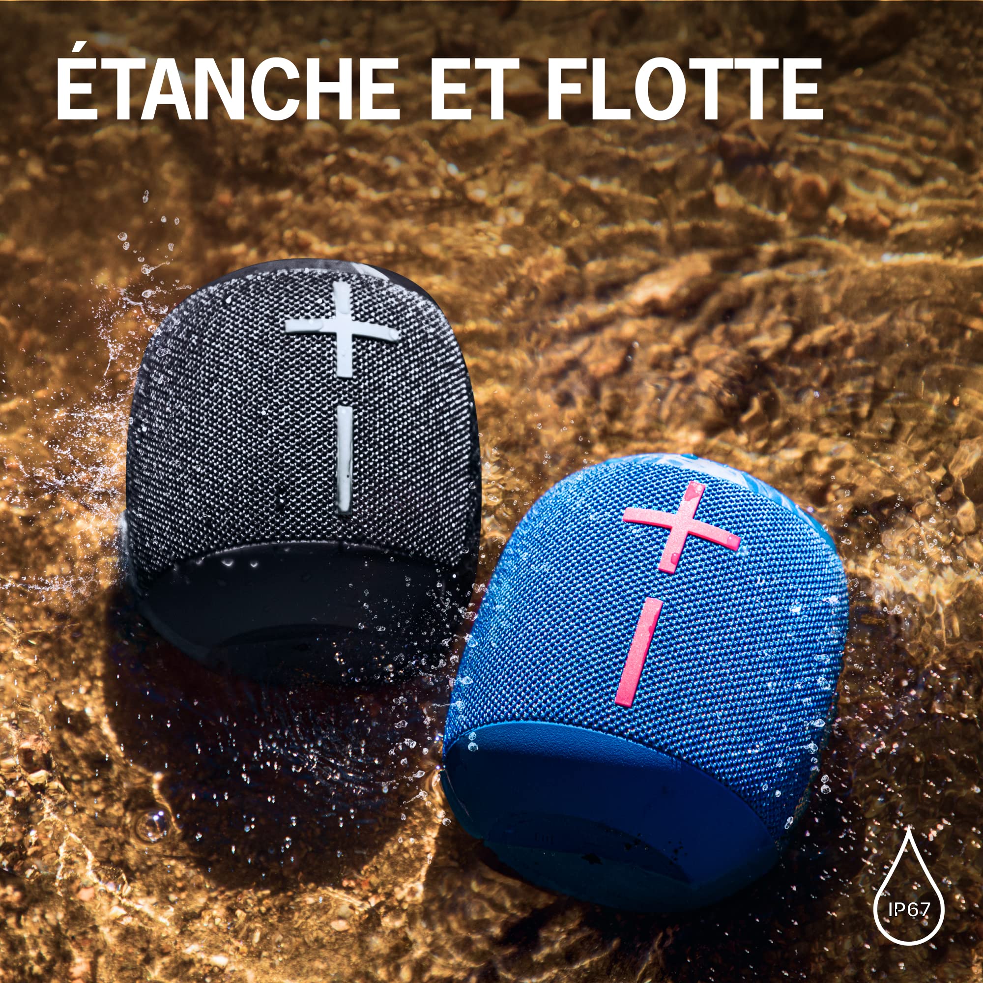Ultimate Ears WONDERBOOM 3, Enceinte Bluetooth sans Fil Portable, Basses Profondes à 360 degrés pour l'extérieur, Étanche IP67, Flottante, portée de 40 m - Bleu