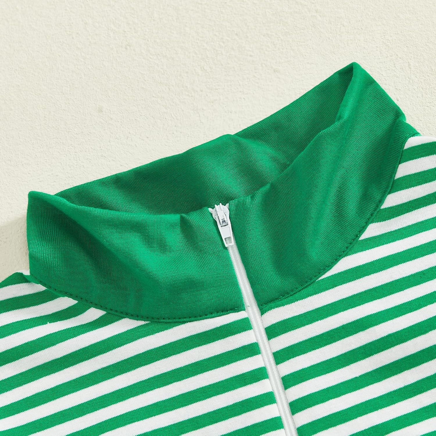 Toddler Baby Boy Girl St Patricks Day Outfit Collared Zipper Embroidery Sweatshirt Shirt Long Sleeve Pullover Tops - Image 4