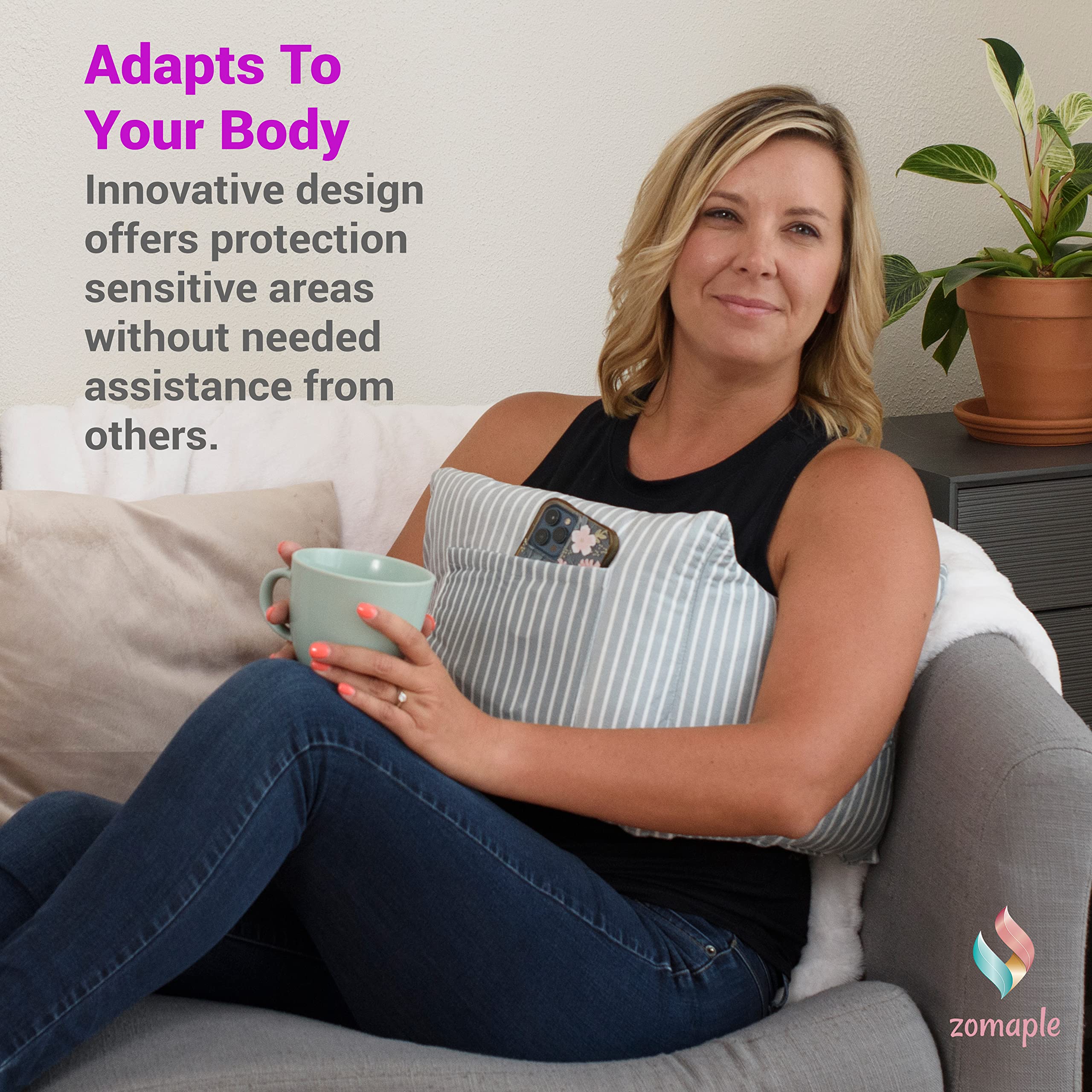 Zomaple Mastectomy Pillow - Post Surgery Pillow, Mastectomy Recovery Must Haves, Breast for After Heart Surgery, Reduction & Augmentation Patients Sleeping, Recovery Seatbelt Protection-Surgery Gift