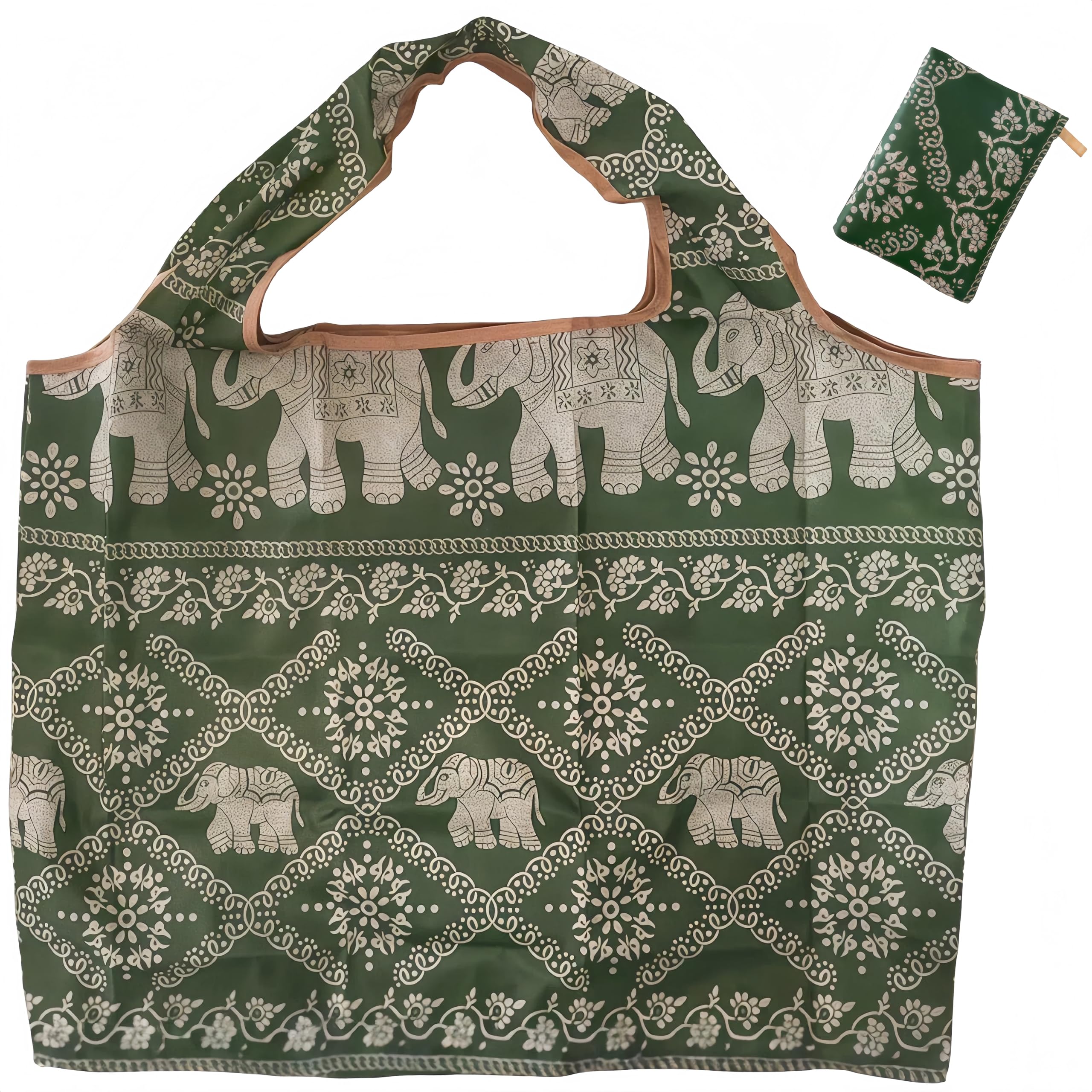 Elevano Eco Bag, Large Capacity, Ekoha Eco Bag, Popular, Foldable, Shopping Bag, Durable, Waterproof, Fashionable, Practical Gift (Green) : Clothing, Shoes & Jewelry